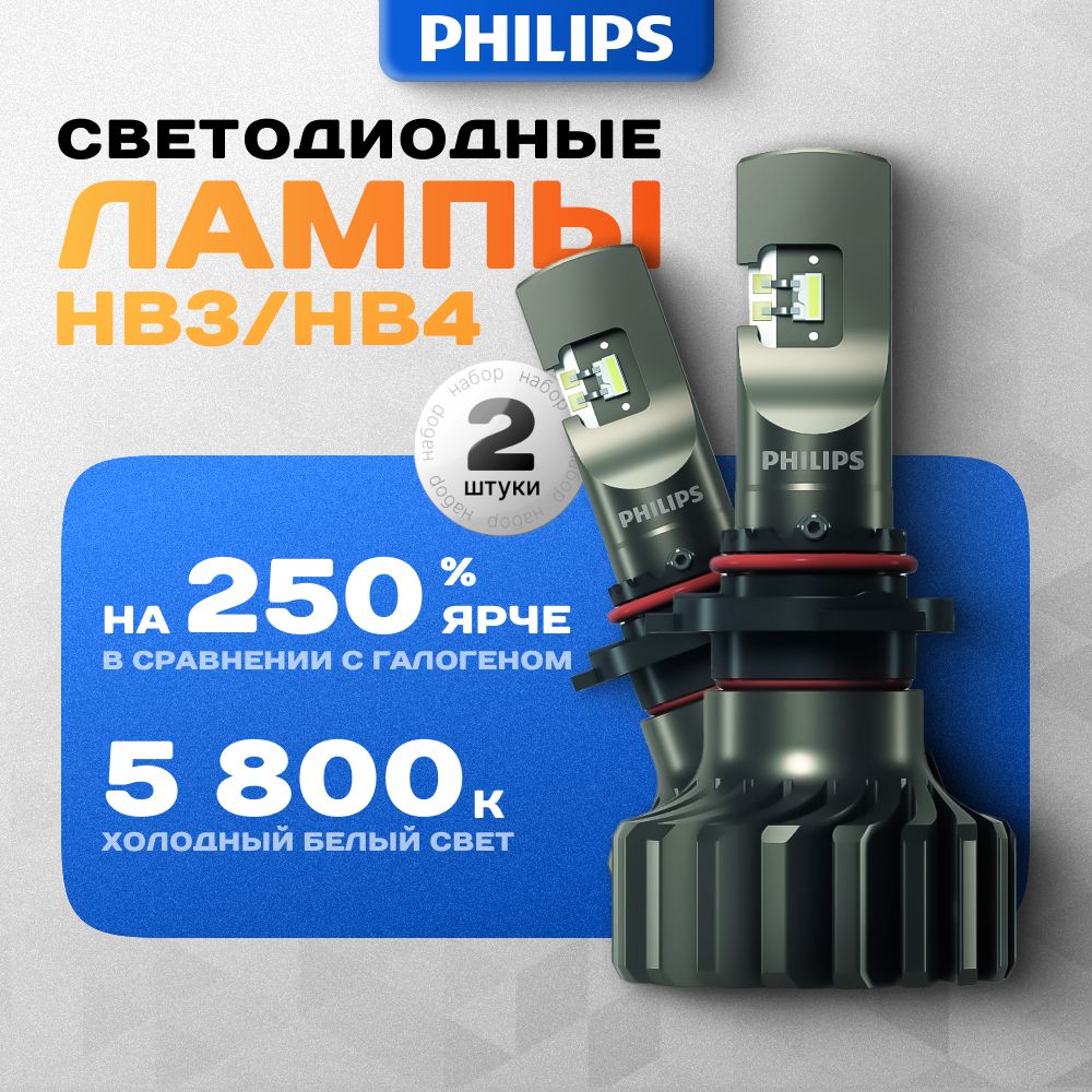 СветодиодныелампыPhilipsLEDHB3/45800KUltinonPro90002шт+QRкодподлинности11005U90CWX2