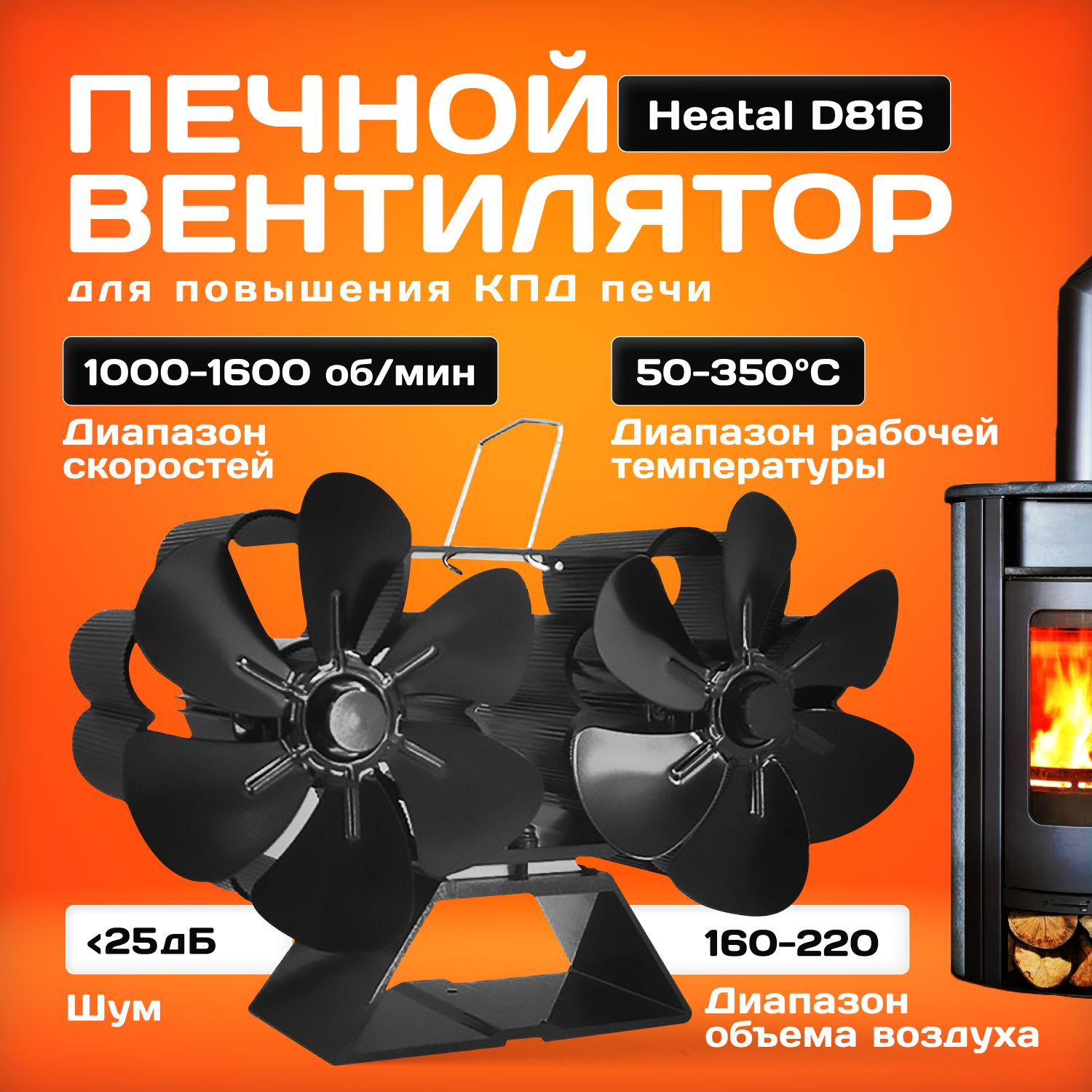 ПечнойвентиляторHeatalD816дляповышенияКПДпечи