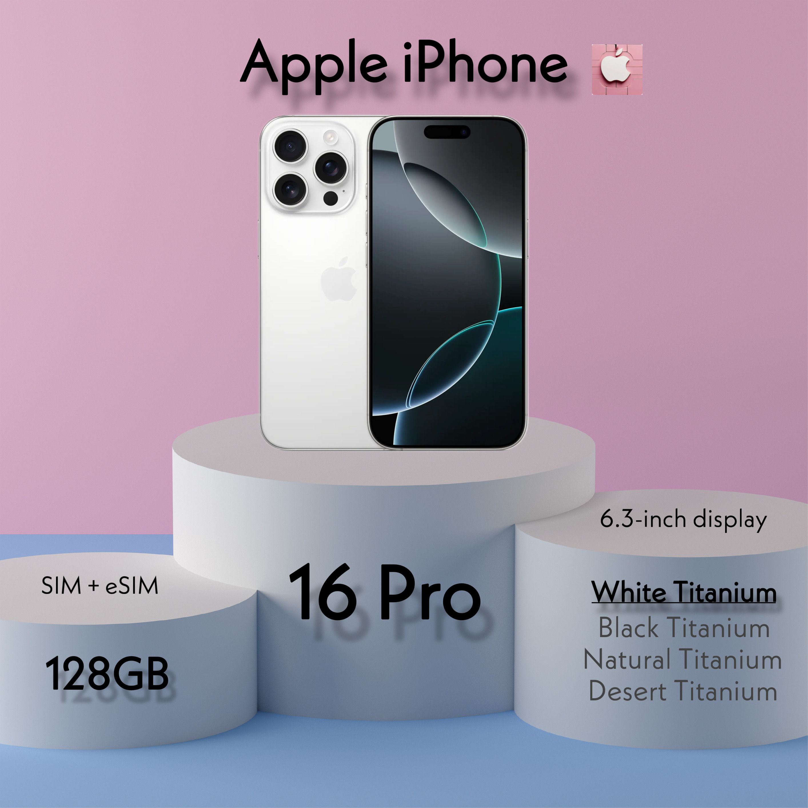 AppleСмартфонiPhone16Pro8/128ГБ,белый