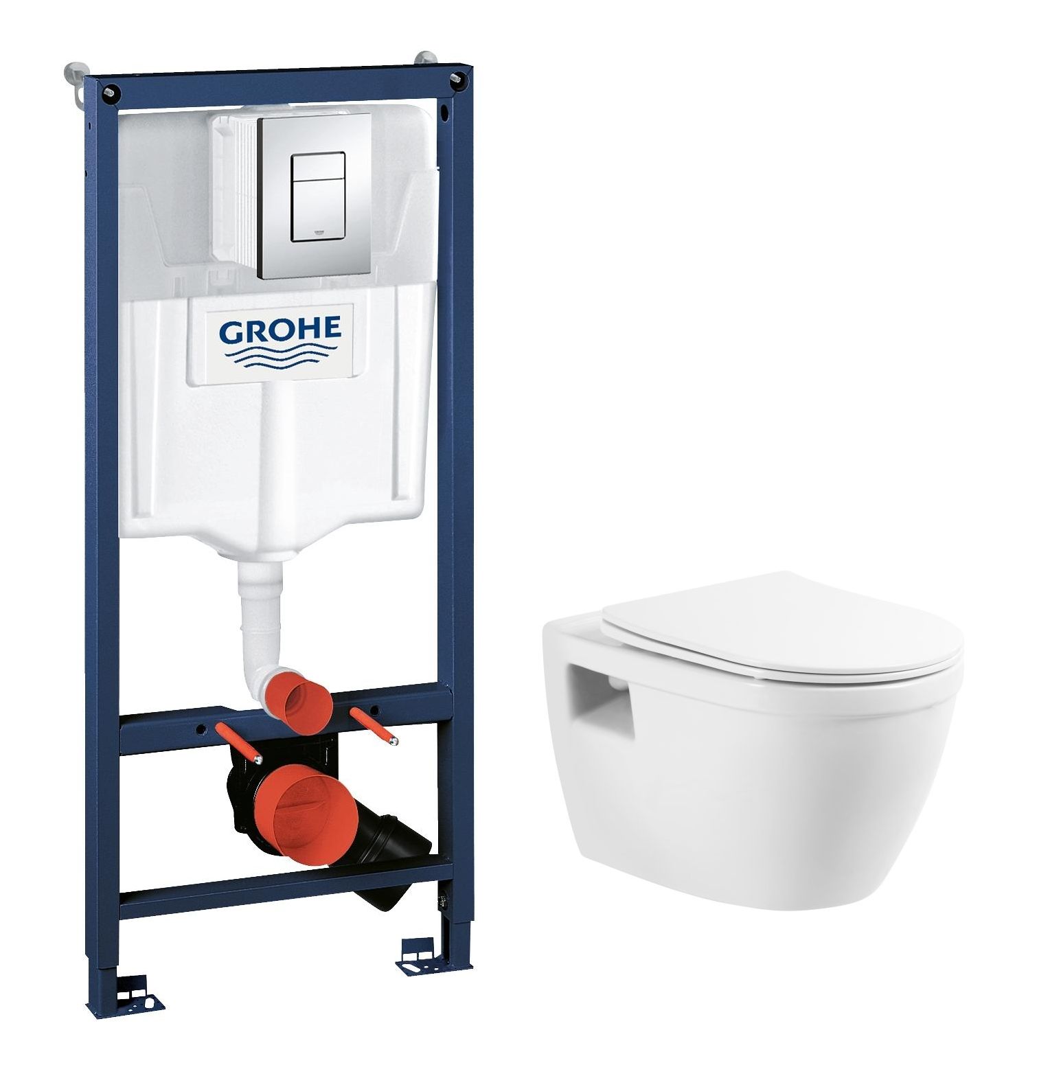 Комплект:ИнсталляцияGROHE38772001квадрат+УнитазбезободковыйBelbagnoLOTOBB070CHR