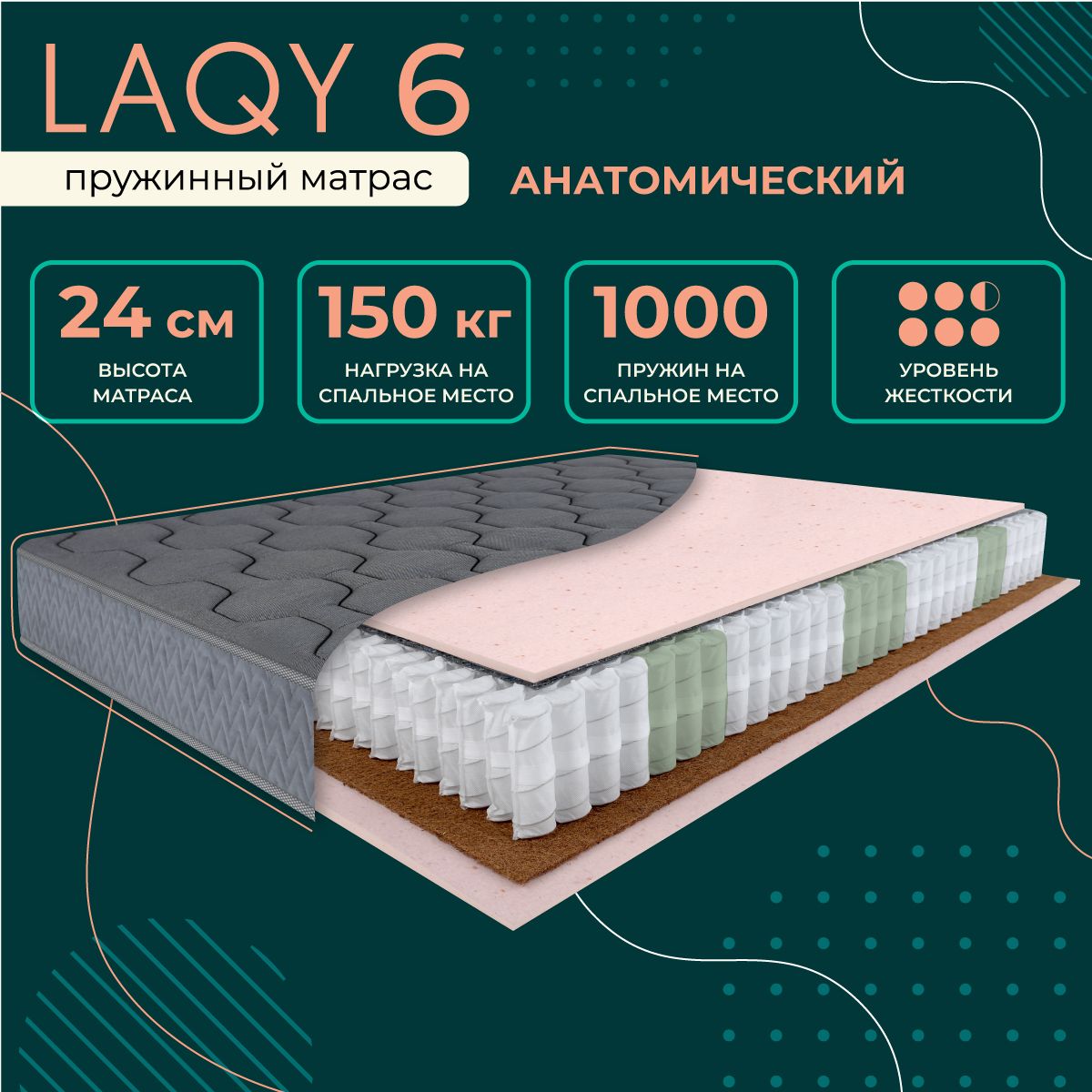 LAQY6-матрас120х200см,высота24см