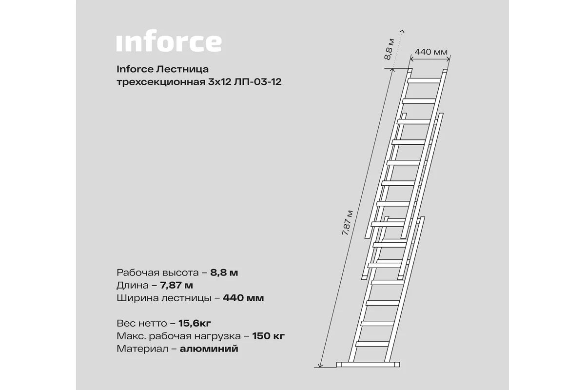 InforceЛестницатрехсекционная3x12ЛП-03-12