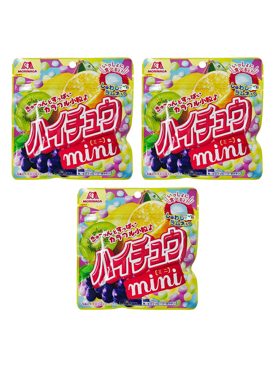 Жевательные конфеты Morinaga Hi-Chew Mini 4 вкуса (виноград, киви, лимон, содовая), 3 уп по 60 гр