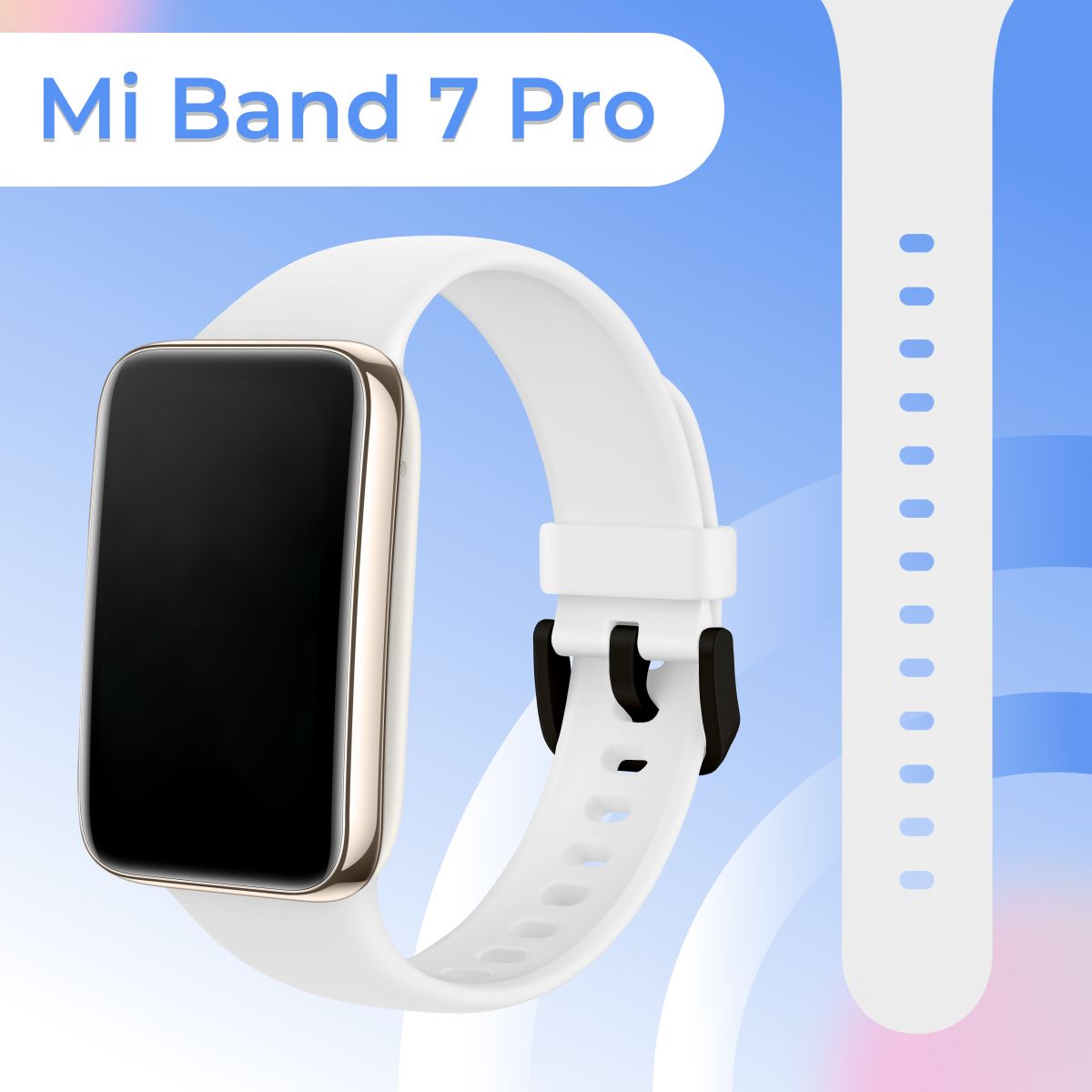 СиликоновыйспортивныйремешокнарукудляXiaomiMiBand7Pro(SportBand)/РезиновыйсменныйременьнаСяомиМиБэнд7Про,Белый