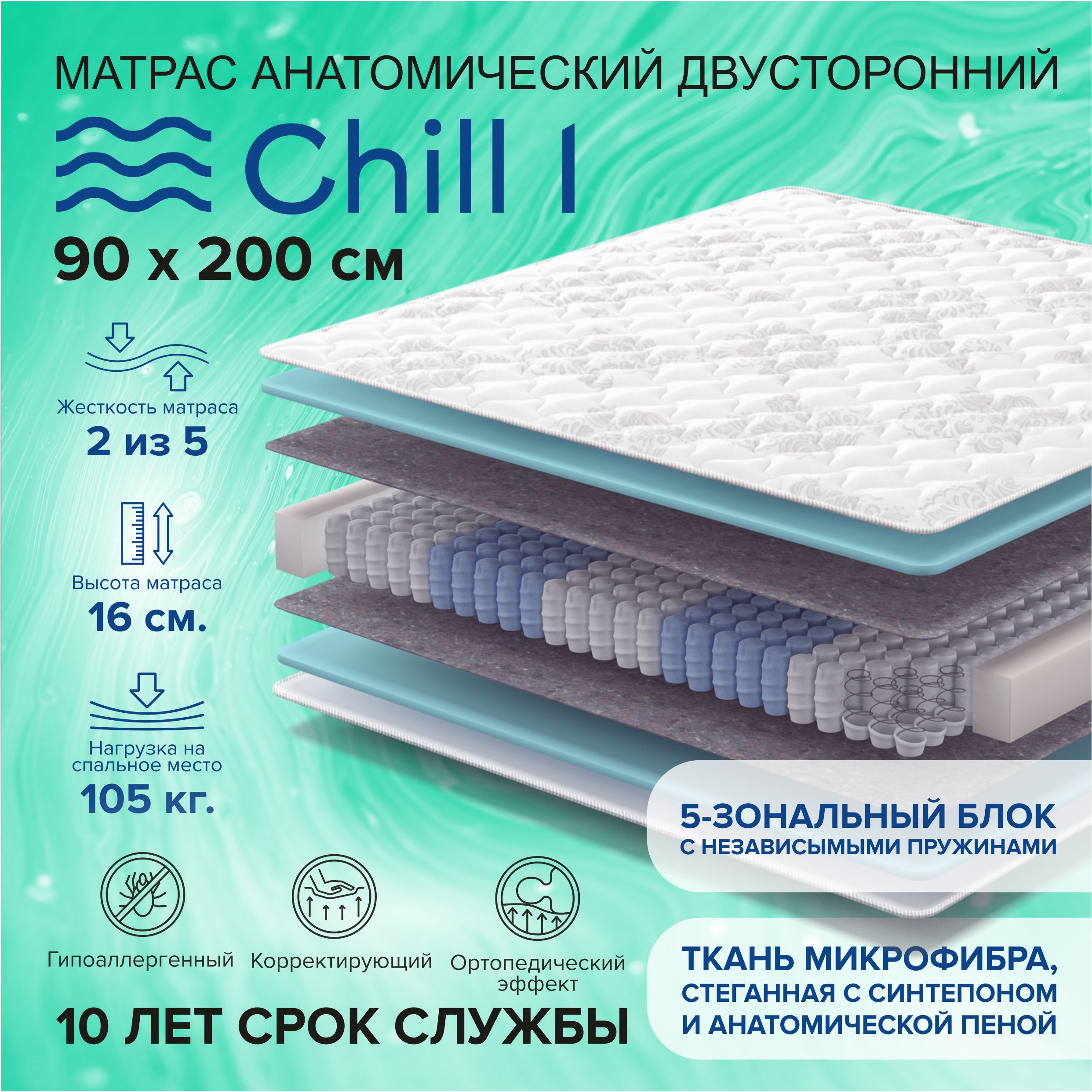 МатрасChill1(средний)90х200