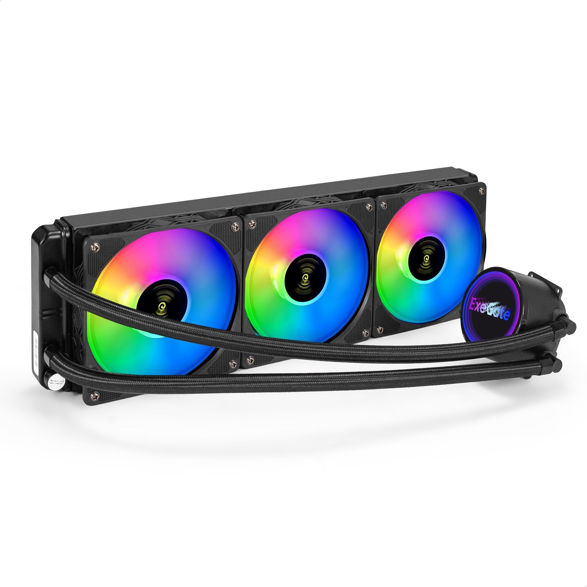 Комплект водяного охлаждения ExeGate BlackWater-360.PWM.RGB (RGB подсветка,TDP 280W, Fan 120mm PWM 800-2000RPM Hydro bearing, 4pin 37db с термопастой на винтах)