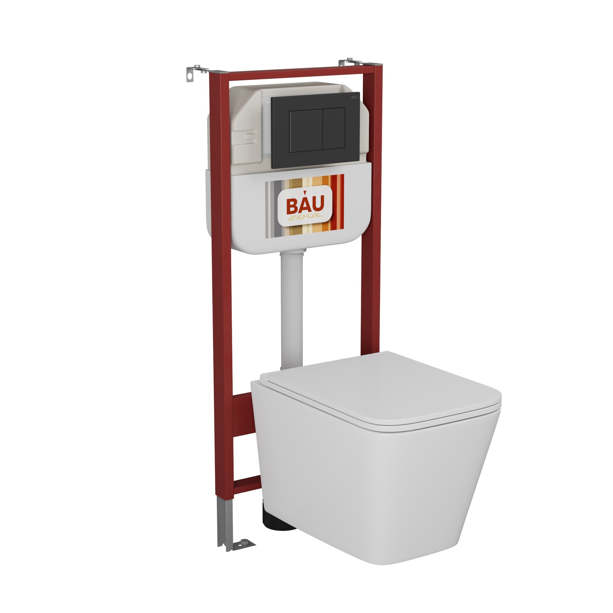 Комплект BAU 6 в 1: рамная инсталляция BAU NEO 45, унитаз подвесной безободковый OWL Vatter Ruta-H 53x36,5, быстросьёмное сиденье микролифт, кнопка смыва BAU Stil , черная матовая