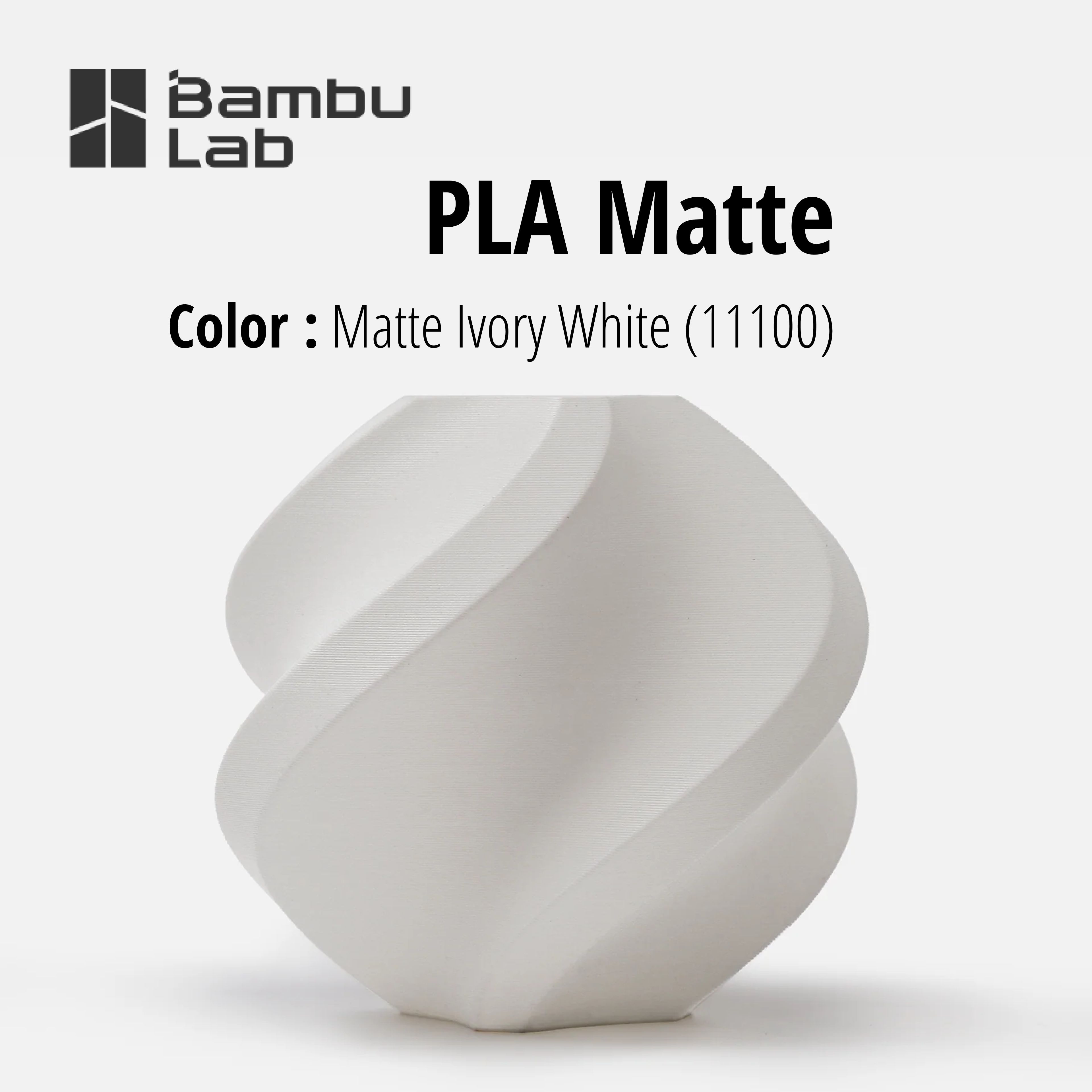 PLAпластикBambuLabдля3дпринтераБелый,матовый1кг(Безкатушки)MatteIvoryWhite(11100)