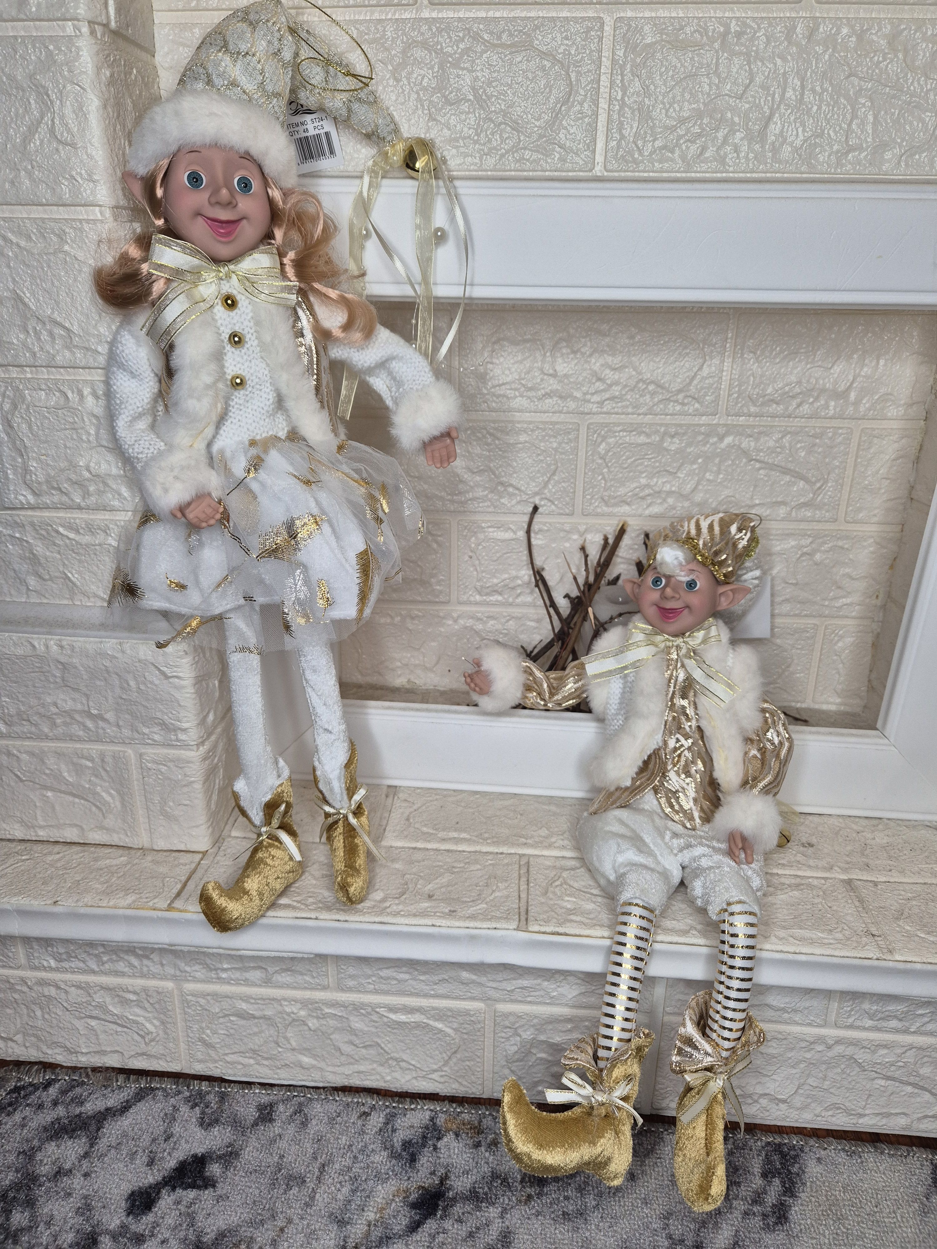 Новогодний Эльф, 2 куклы в наборе- девочка и мальчик. Волшебные куклы для декора