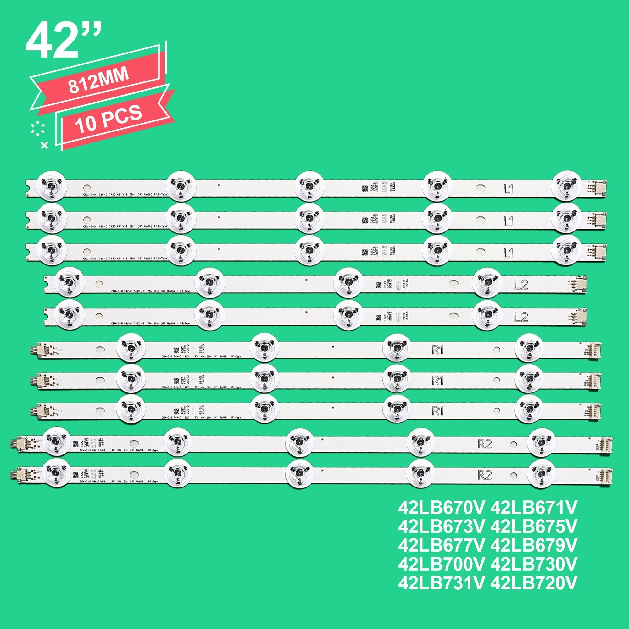 Светодиоднаялентаподсветкидля42-дюймовоготелевизораV14SlimDRTRev0.66916L1682A1684A1683B1685BLC420DUHPGF142LY970H42LB700V42LB671V