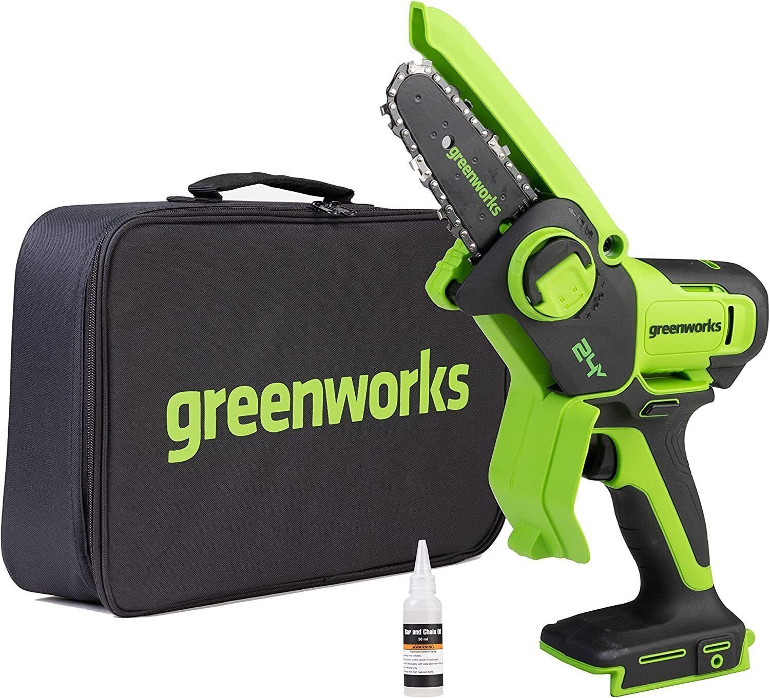 Greenworks Цепная мини пила аккумуляторная 15см GD24CSMNX 24В без АКБ и ЗУ (2008707)