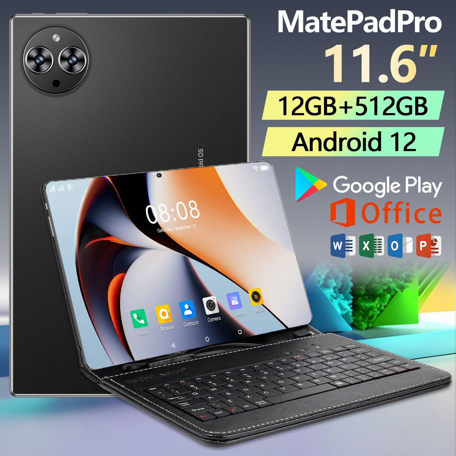 vove Планшет Игровой планшет Matepad Pro с клавиатурой, 11.6-дюймовый, 12+512 Гб, андроид Планшет, 11.6" 512 МБ/12 ГБ, золотой