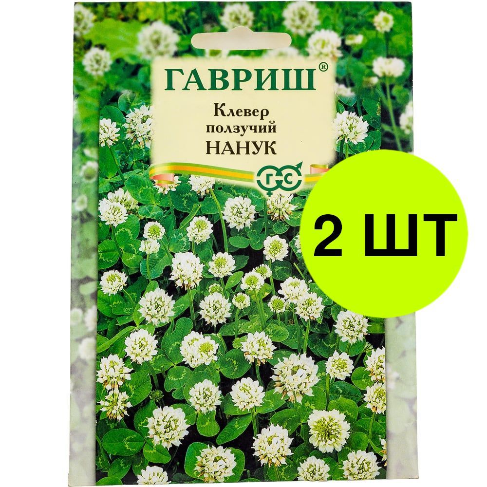 2шт.Клеверползучийбелый,Нанукбольшойпакет20г