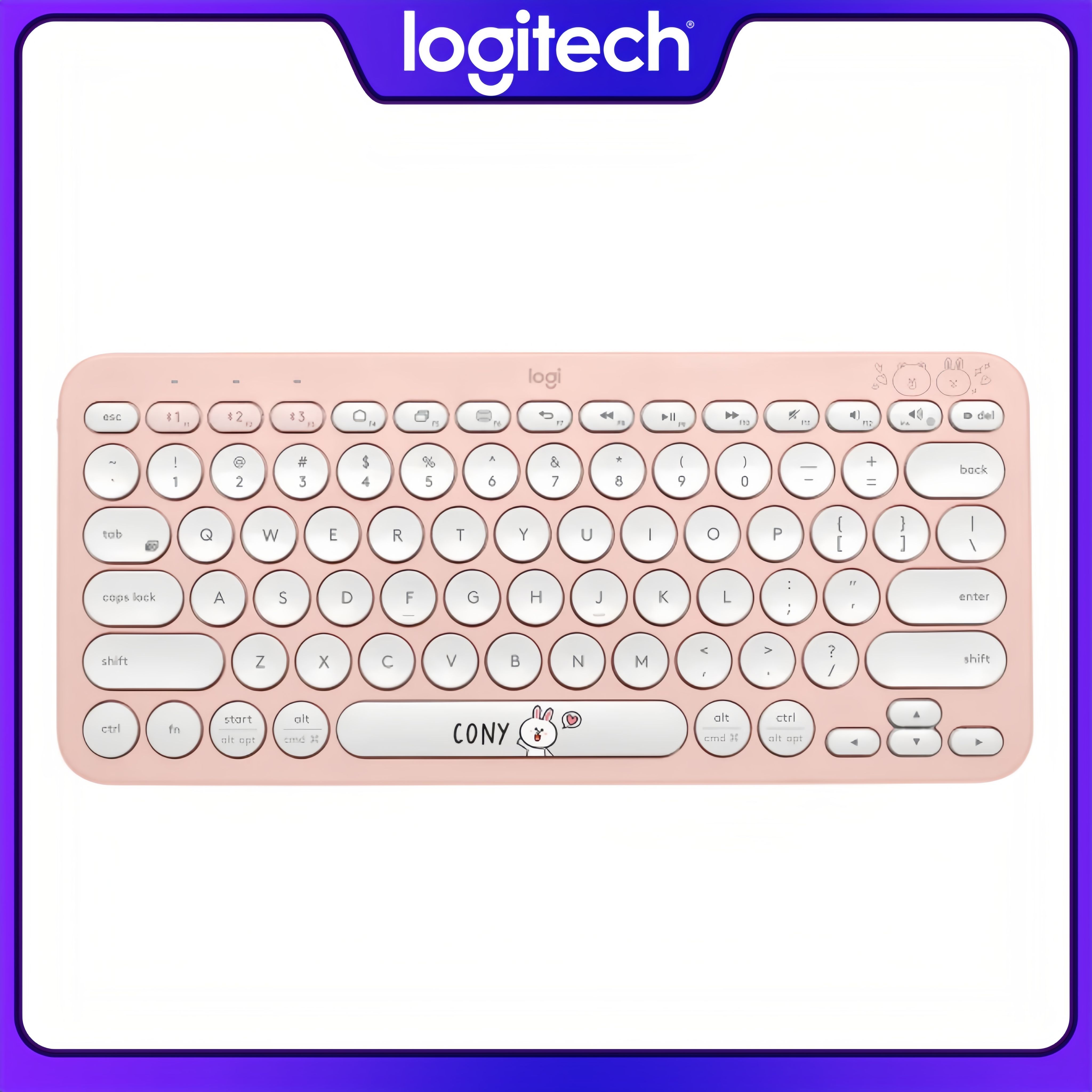 Logitech Клавиатура беспроводная Logitech Line Friends, Английская раскладка, светло-розовый