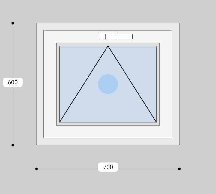 Пластиковое окно ПВХ 600*700 мм, фрамуга, фурнитура Roto, энергосберегающий стеклопакет