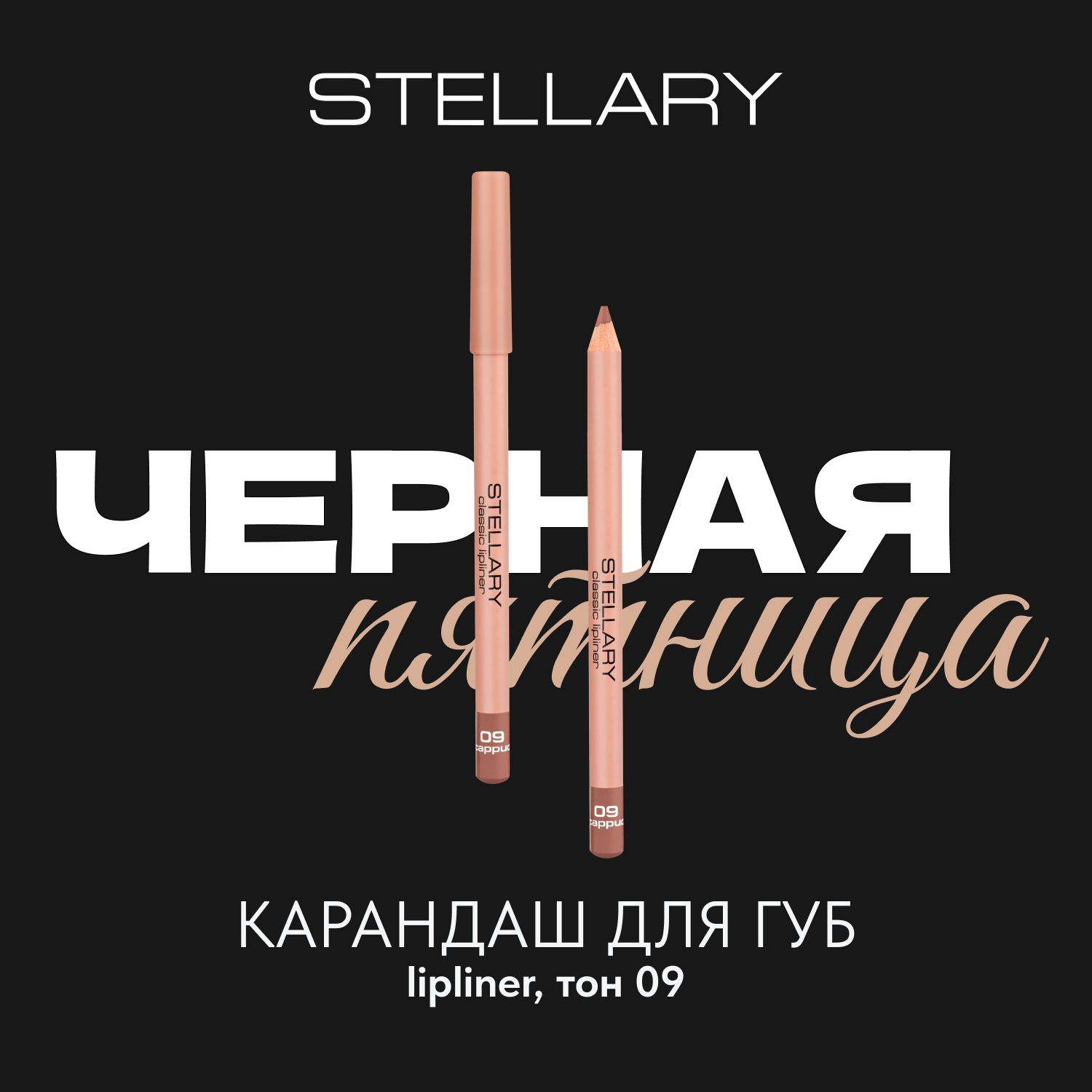 Lipliner Карандаш для губ Stellary стойкий, матовый, безупречный контур и насыщенный пигмент, тон 09, цвет: кофейный, 1.35 г