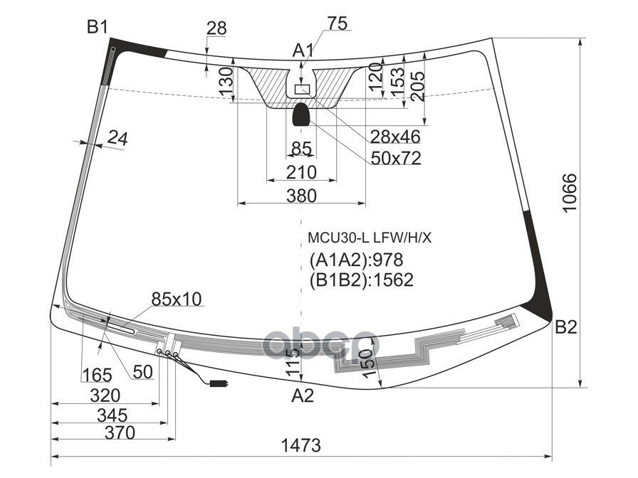 XYG Стекло лобовое (Обогрев щеток/ Датчик дождя) Lexus RX 03-09