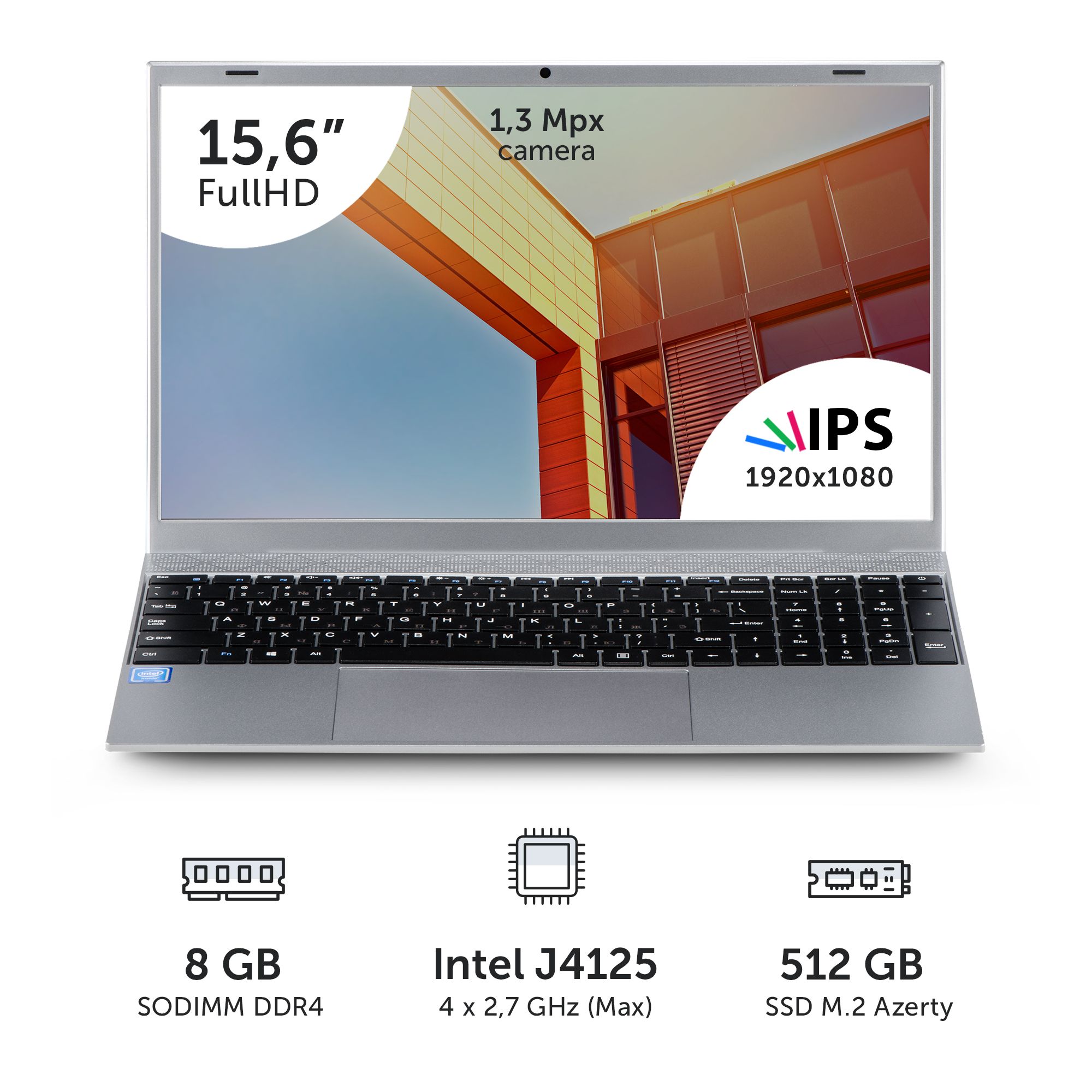 AzertyAZ-1507Ноутбук15.6",IntelCeleronJ4125,RAM8ГБ,SSD512ГБ,IntelHDGraphics600,WindowsPro,серыйметаллик,Русскаяраскладка