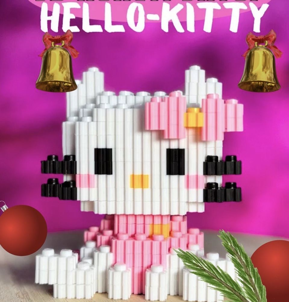 конструктор 3D из миниблоков хеллоу китти/ Hello Kitty / 3д конструктор