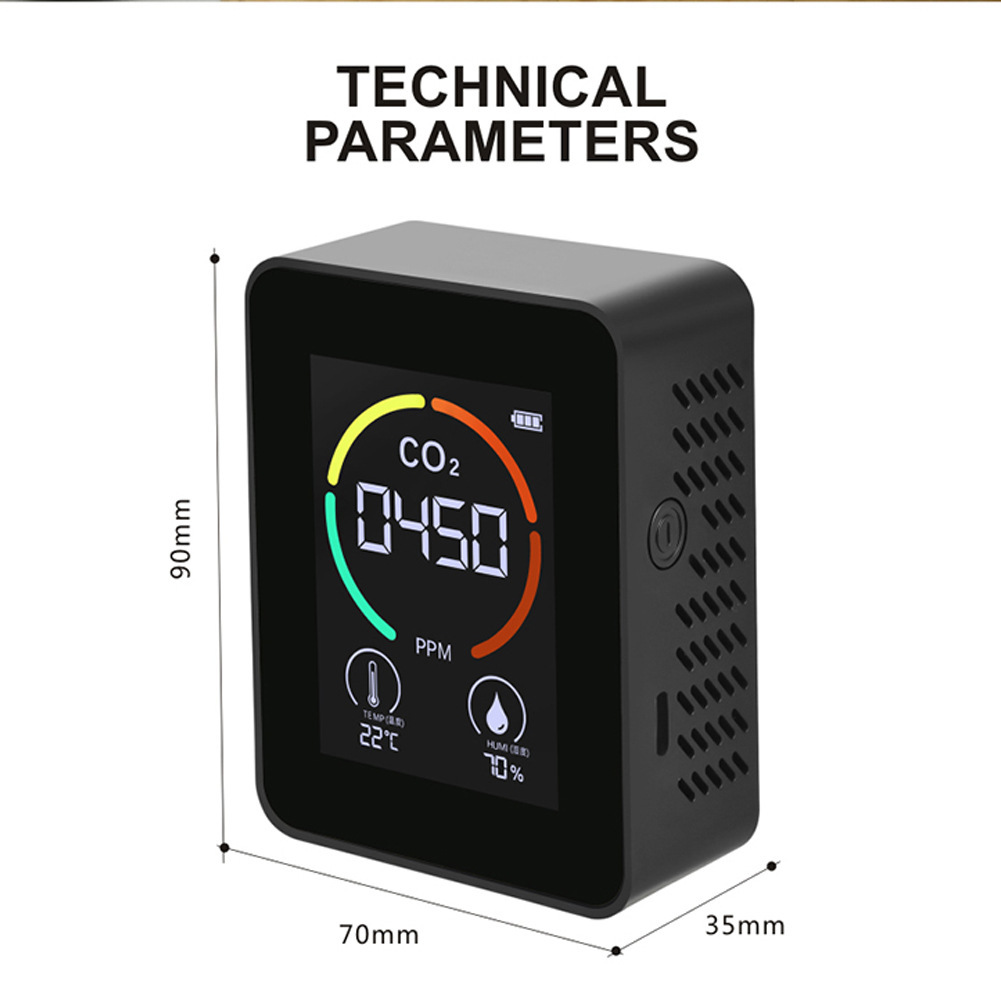 Детектор углекислого газа СО2, датчик качества воздуха (термометр / гигрометр / датчик СО2)