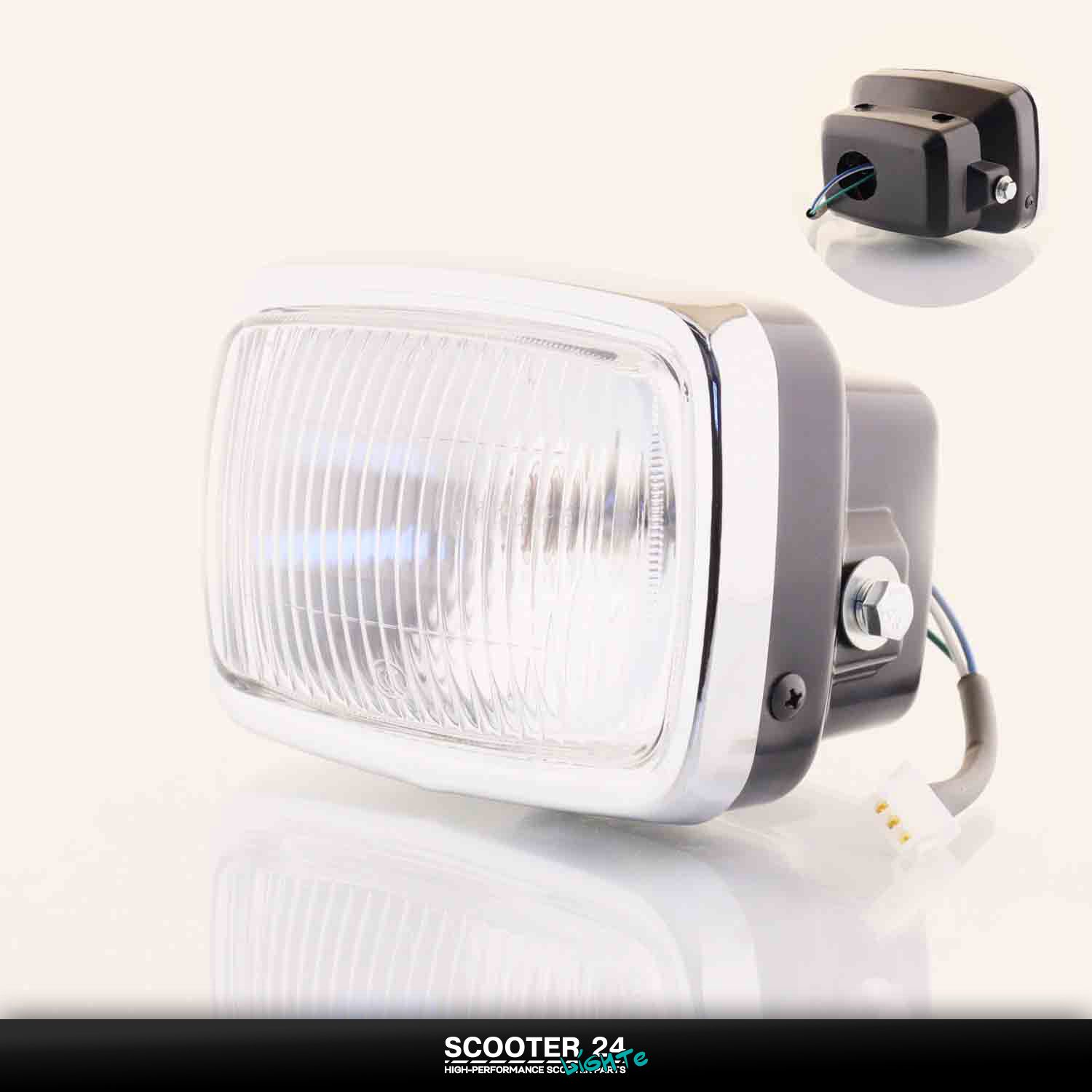 Фара передняя в сборе на мопед и мотоцикл Delta / Альфа Дельта (квадратная)