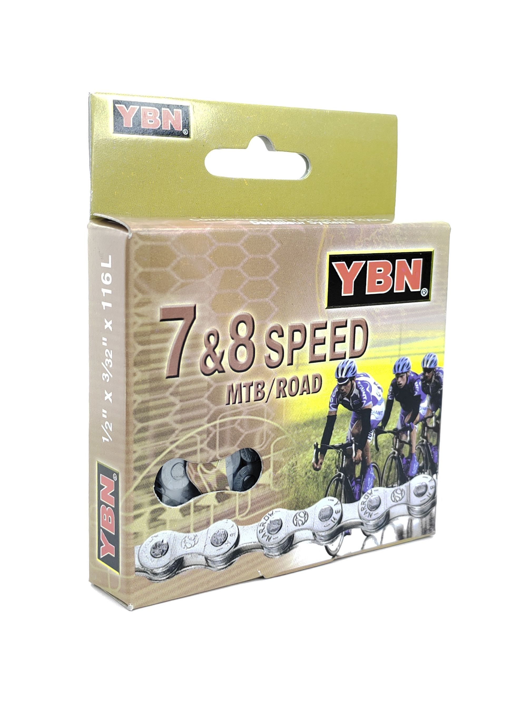 YBN Цепь для велосипеда S52, 1/2"x3/32", 116 звеньев, 7/8 скоростей, соединение пин — Товары для велоспорта — фото 6