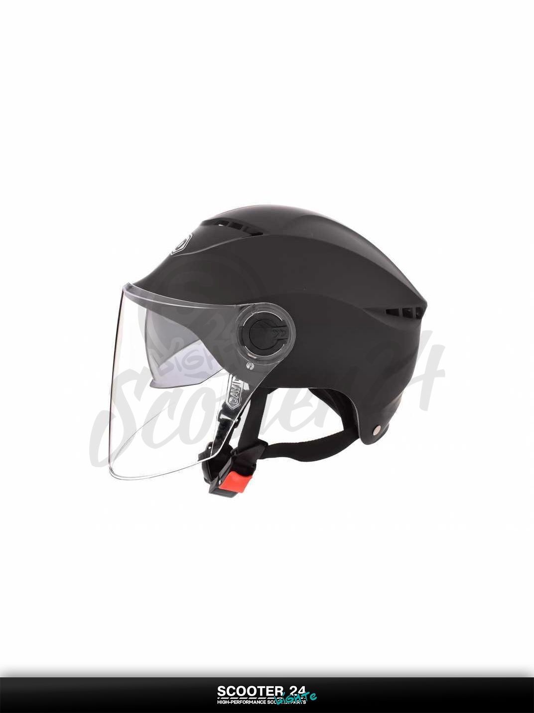 Мотошлем открытый ( вело/самокат) "DAVID" (#S327, черный матовый, регулятор размера, очки, AB на мотоцикл / мопед и скутер