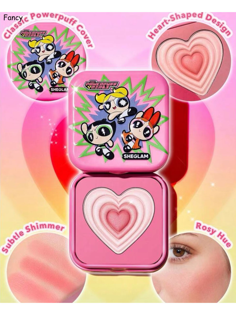 Румяна Powerpuff Girls Joint Gradient Love Blush, розовые и милые румя(图1)