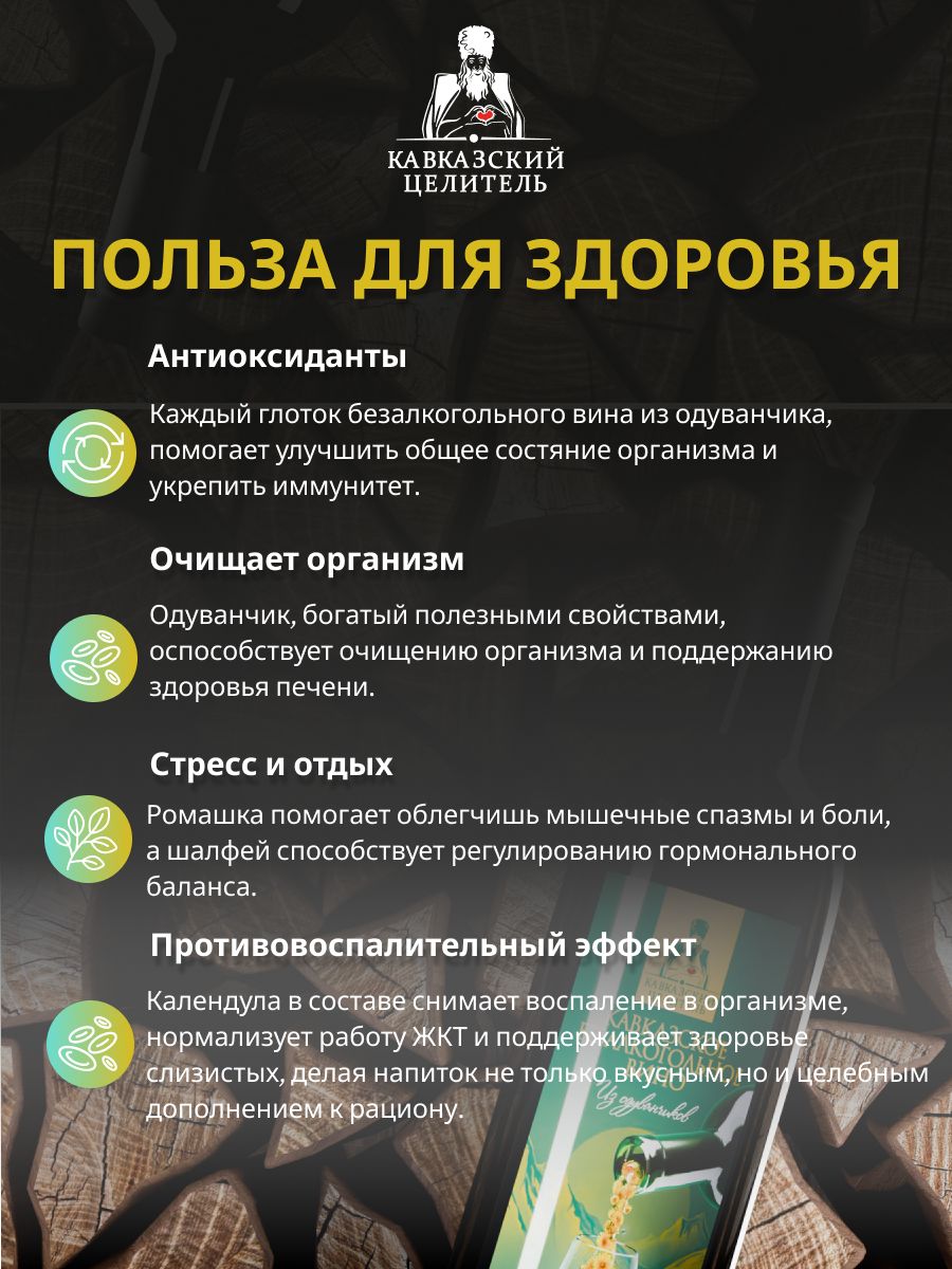 Белое Вино из одуванчиков Кавказский Целитель