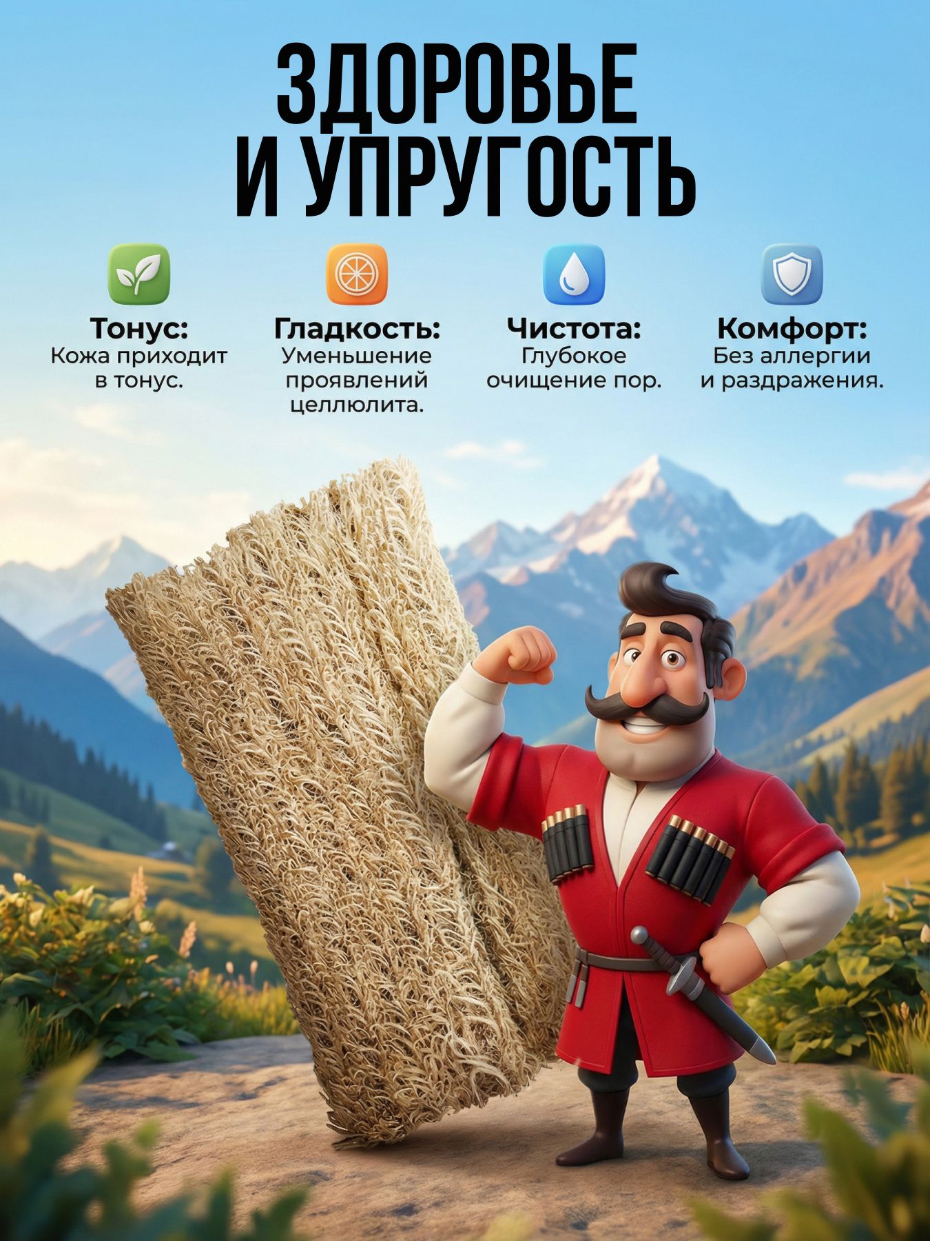 Мочалка Пирвет с Кавказа натуральная из крапивы