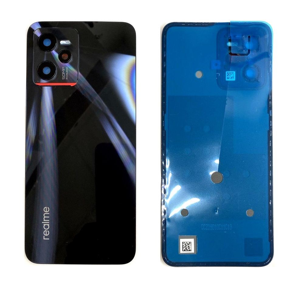 Задняя крышка для Realme C35 (со стеклом камеры) (LOGO) (черный) #1
