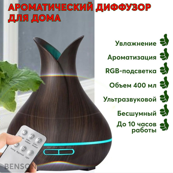 Увлажнитель воздуха для дома и офиса настольный с подсветкой. Диффузор ...