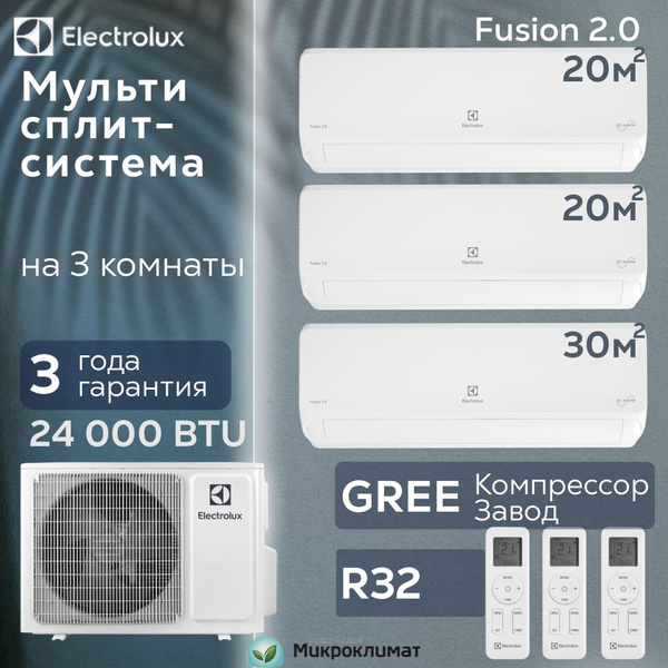 Мульти сплит система на 3 комнаты electrolux