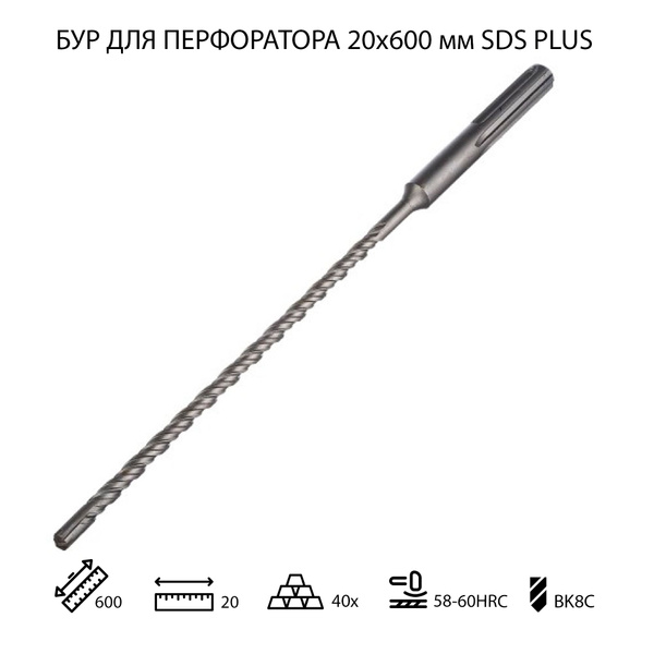 Бур для перфоратора по бетону 20х600 мм SDS PLUS 1 шт - купить по ...