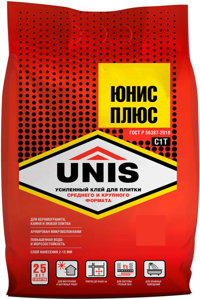Клей для плитки Unis Unis Плюс, 5 кг купить по низкой цене в интернет ...
