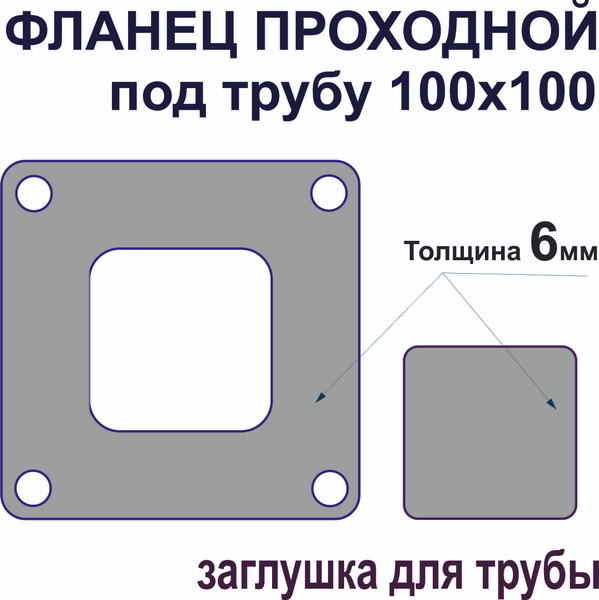 4 комплекта: Фланец проходной 158х158х6 мм для профильной трубы 100х100 ...