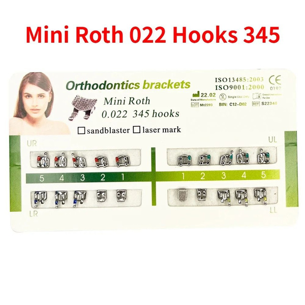 Brackets Orthodontiques Roth/MBT/Edgewise 018/022 - Crochet Standard Mini, Pour Traitement D'orthodontie, Lot De Brackets Dentaires