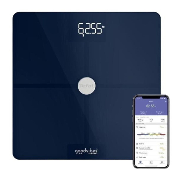 Напольные весы Tefal Goodvibes Health BM9661S1, синий купить по низкой ...
