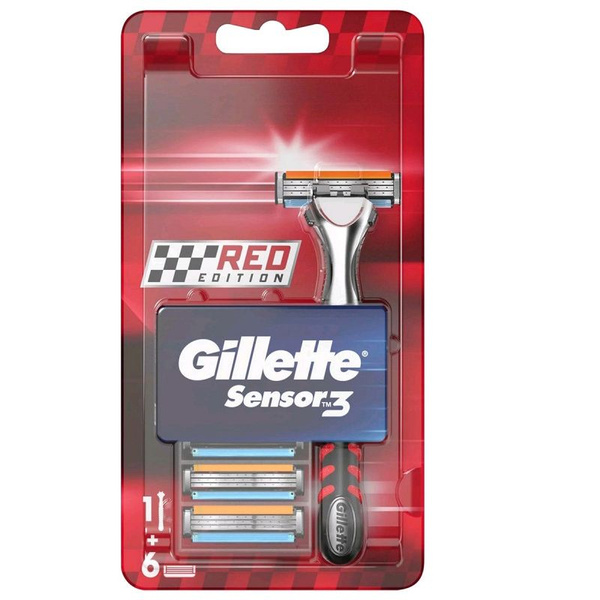 Бритвенный станок Gillette Sensor3 Red Edition + 6 сменных кассет для ...