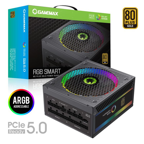 Блок питания GameMax RGB-1050 Black PRO ATX3.0 PCIe5.0 (Черный 1050W ...