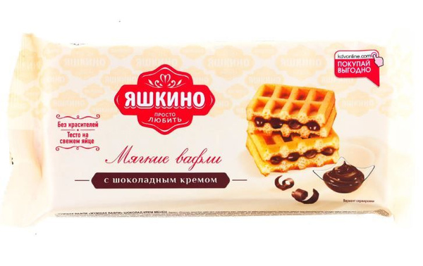 Яшкино Вафли мягкие с Шоколадным кремом, 120 г - купить с доставкой по ...