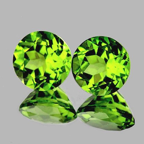 Натуральный камень Перидот (Хризолит), пара, 2.16 ct. Огранка круг ...