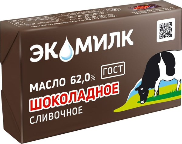 Масло сливочное Экомилк Шоколадное, 62%, 180 г - купить с доставкой по ...