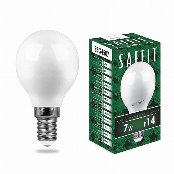 Лампочка Saffit E14 Шар 560 Лм 6400 К - купить в интернет магазине OZON ...