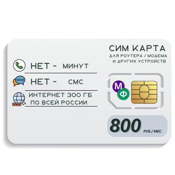 SIM-карта Сим карта Безлимитный интернет 800 руб. в месяц 300ГБ для ...