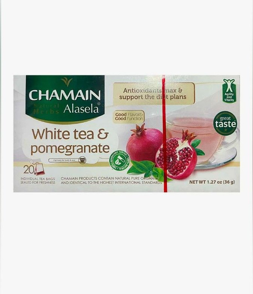 Чай натуральный БЕЛЫЙ с ГРАНАТОМ / пакетированный чай "Chamain" 36 гр ...
