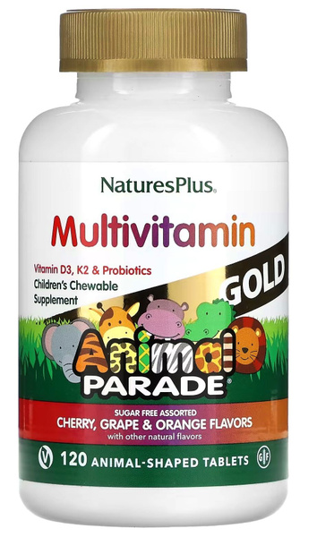 NaturesPlus Animal Parade Gold Multivitamin 120 chewable tabs Cherry ...