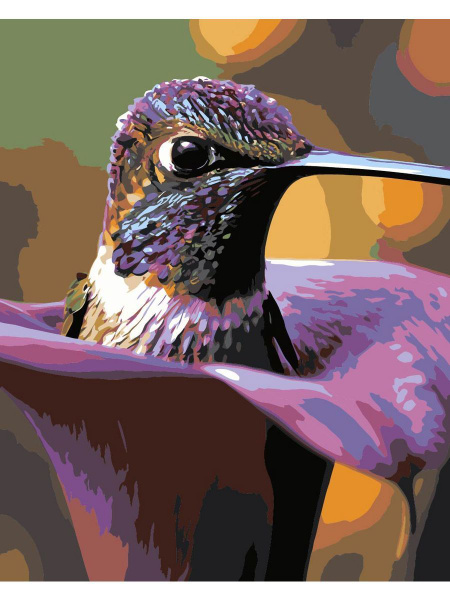 Картина по номерам Колибри в цветке на холсте с деревянным подрамником ...