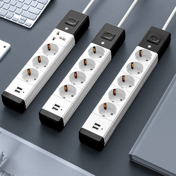 Розетка с удлинителем длиной 1,8 метра, сетевой фильтр с разъемами USB ...
