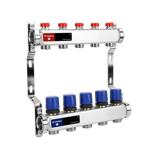 Группа коллекторная для отопления VARMEGA VM15505 ВР 1", на 5 контуров ...